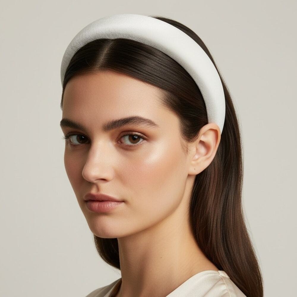 Boutique White Padded Velvet Headband Thick Sponge Alice Band New